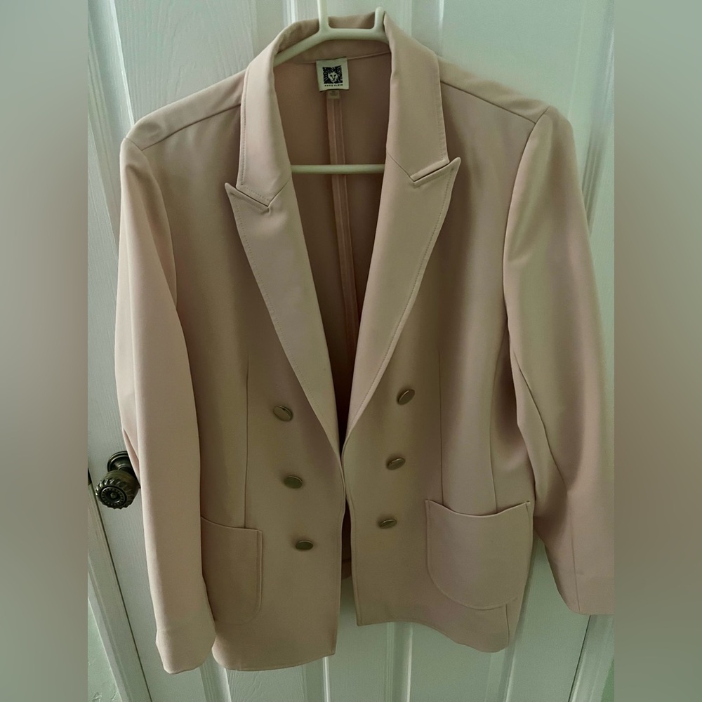 Anne Klein Double-Breasted Blazer Size XL - Light Pink